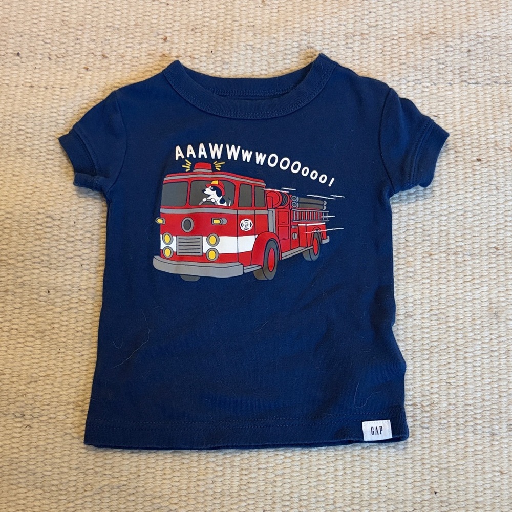 GAP Navy T-Shirt with Fire Truck Graphic